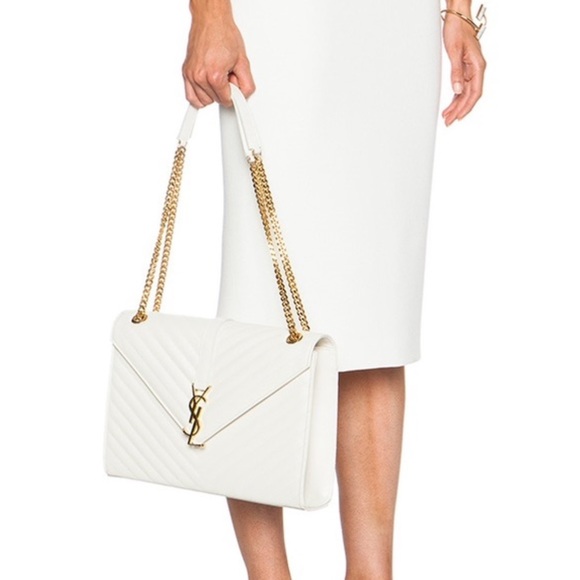 Rare YSL Saint Laurent Monogram Envelope Matelasse Chevron Large Bag MSRP $3,472 - Picture 3 of 17